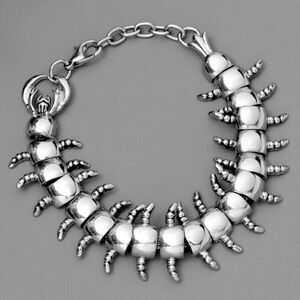 HALLOWEEN SALE Silver Industrial Centipede Chain Bracelet